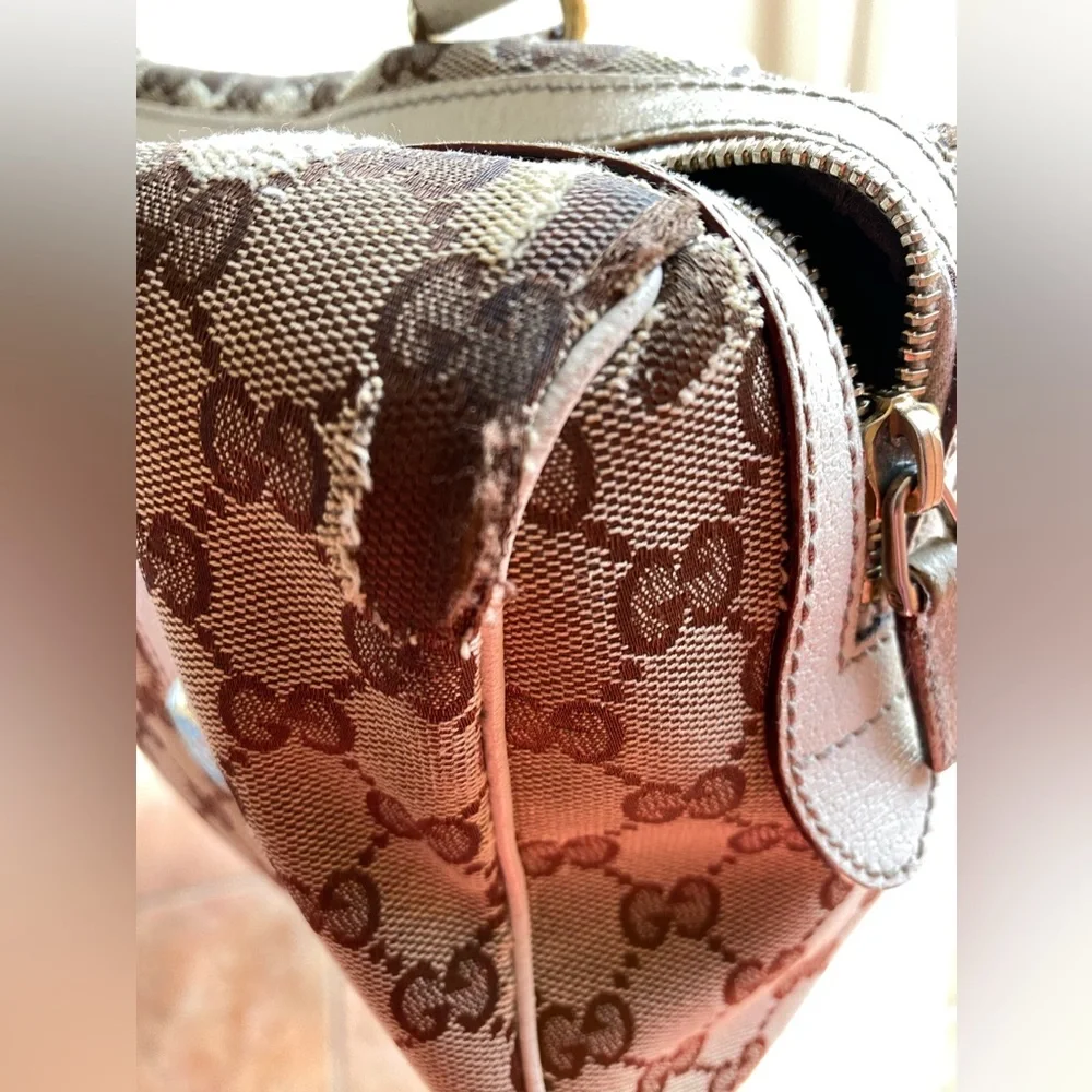 Gucci GG Charmy Boston Bag with dust bag Monogram Canvas leather trim Handbag - Picture 12 of 17